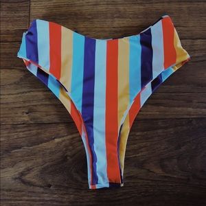striped high waisted bikini bottom